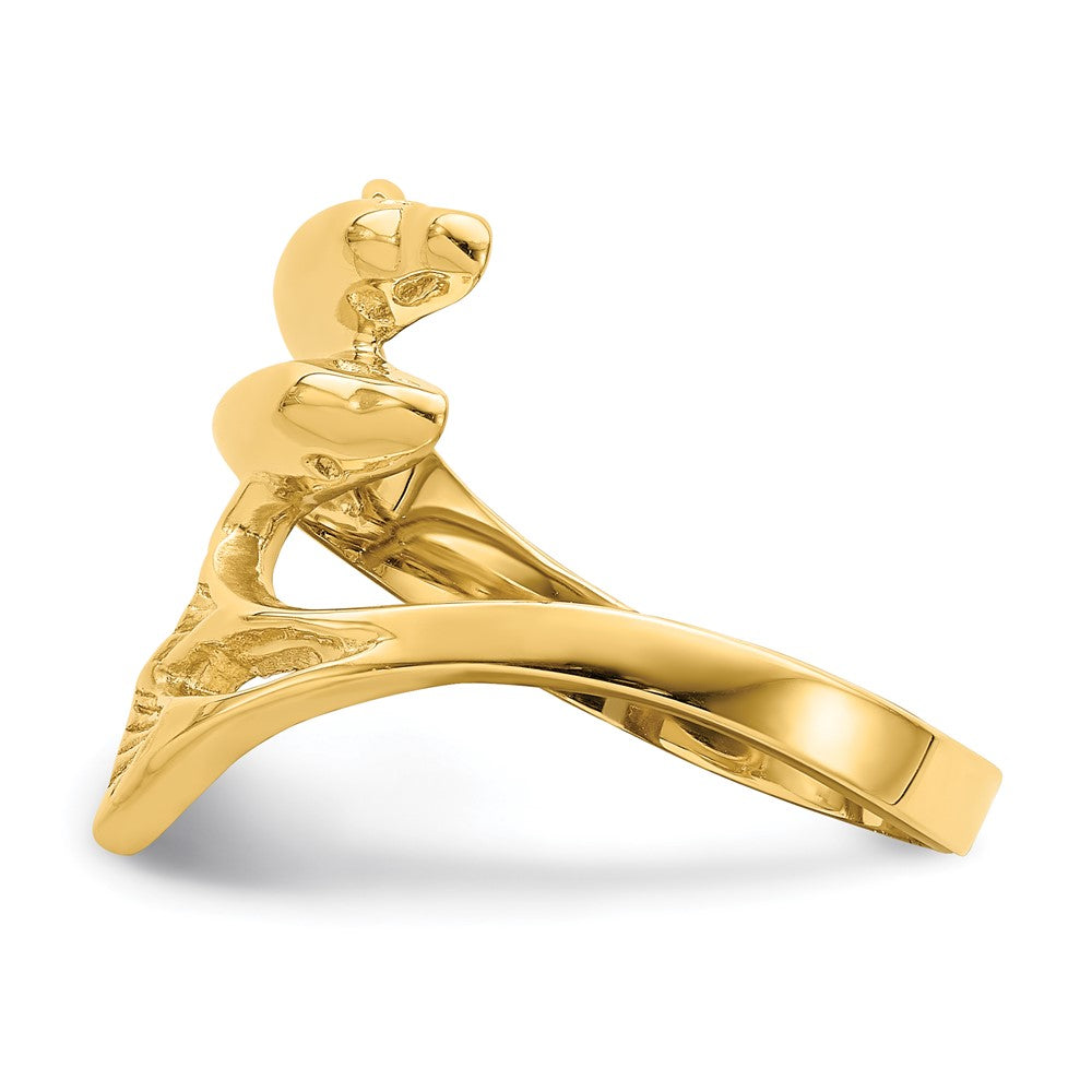 14K Gelbgold Ring mit poliertem Doppel-Delfin-Design