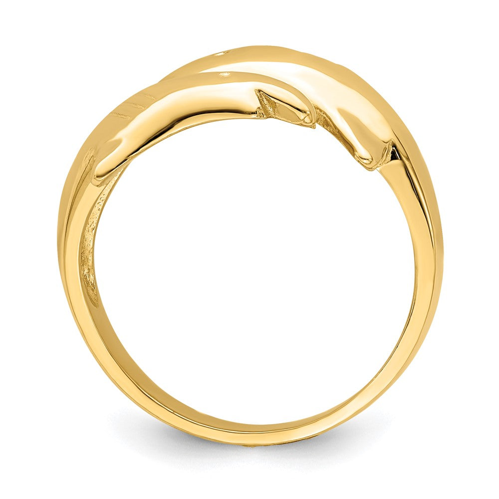 14K Gelbgold Poliert Doppel-Hai-Ring