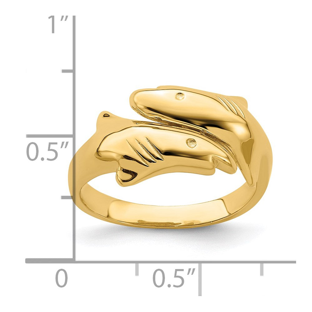 14K Gelbgold Poliert Doppel-Hai-Ring