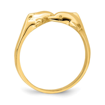14K Gelbgold Ring mit doppelten Delfinen