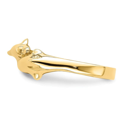 14K Gelbgold Ring mit doppelten Delfinen