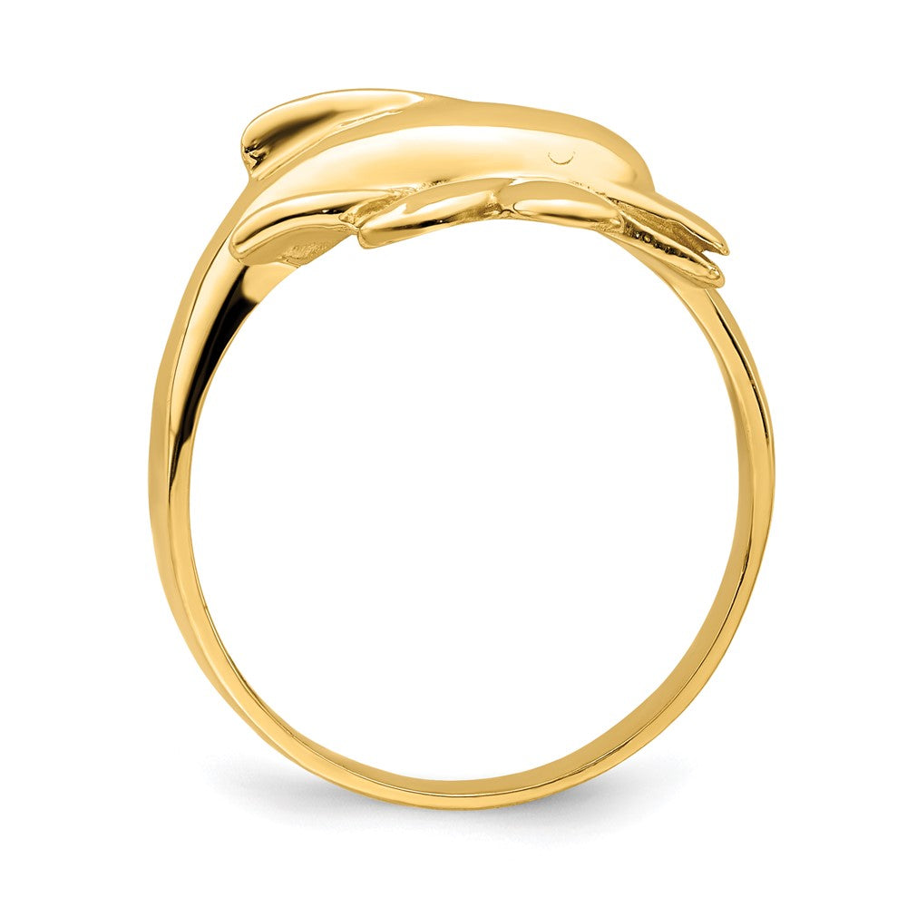 14K Gelbgold Ring mit Delfin, poliert