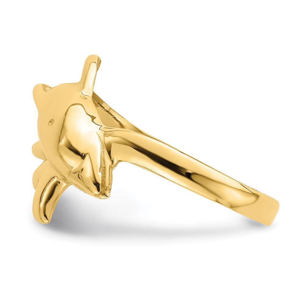 14K Gelbgold Ring mit Delfin, poliert