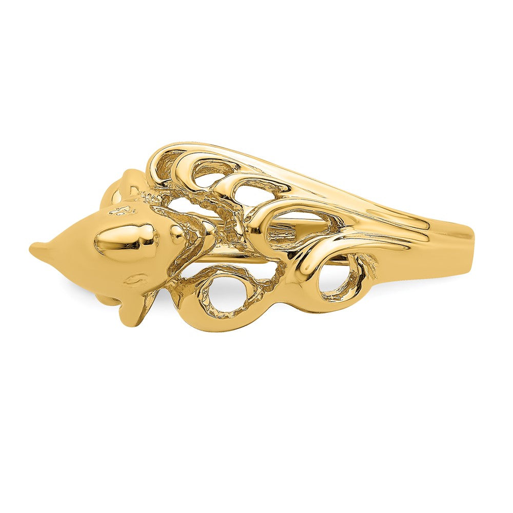 14K Gelbgold Ring „Delfin schwimmt in Wellen", poliert