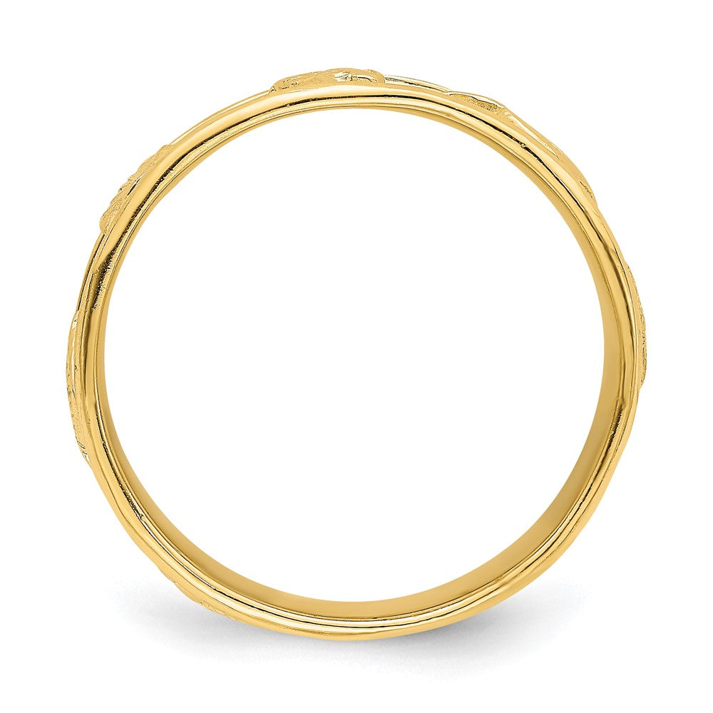14K Gelbgold Poliert/Strukturiert Muschel Massiv Ring