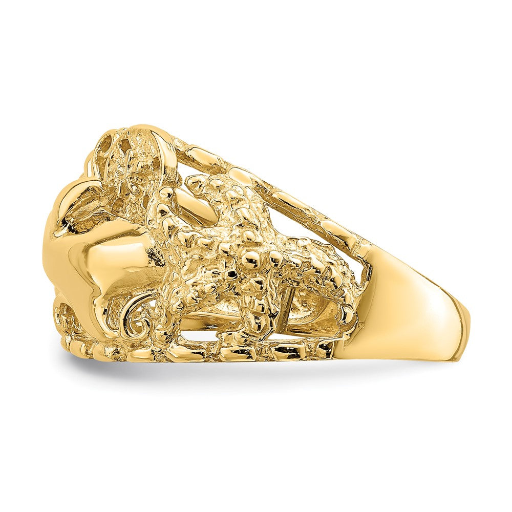 14K Gelbgold Ring mit Delfin- und Seedollar-Motiv