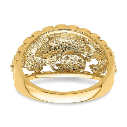 14K Gelbgold Ring mit Delfin- und Seedollar-Motiv