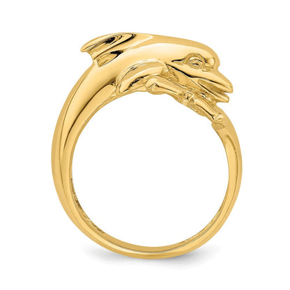 14K Gelbgold Poliert Delfin-Ring
