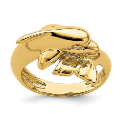 14K Gelbgold Poliert Delfin-Ring