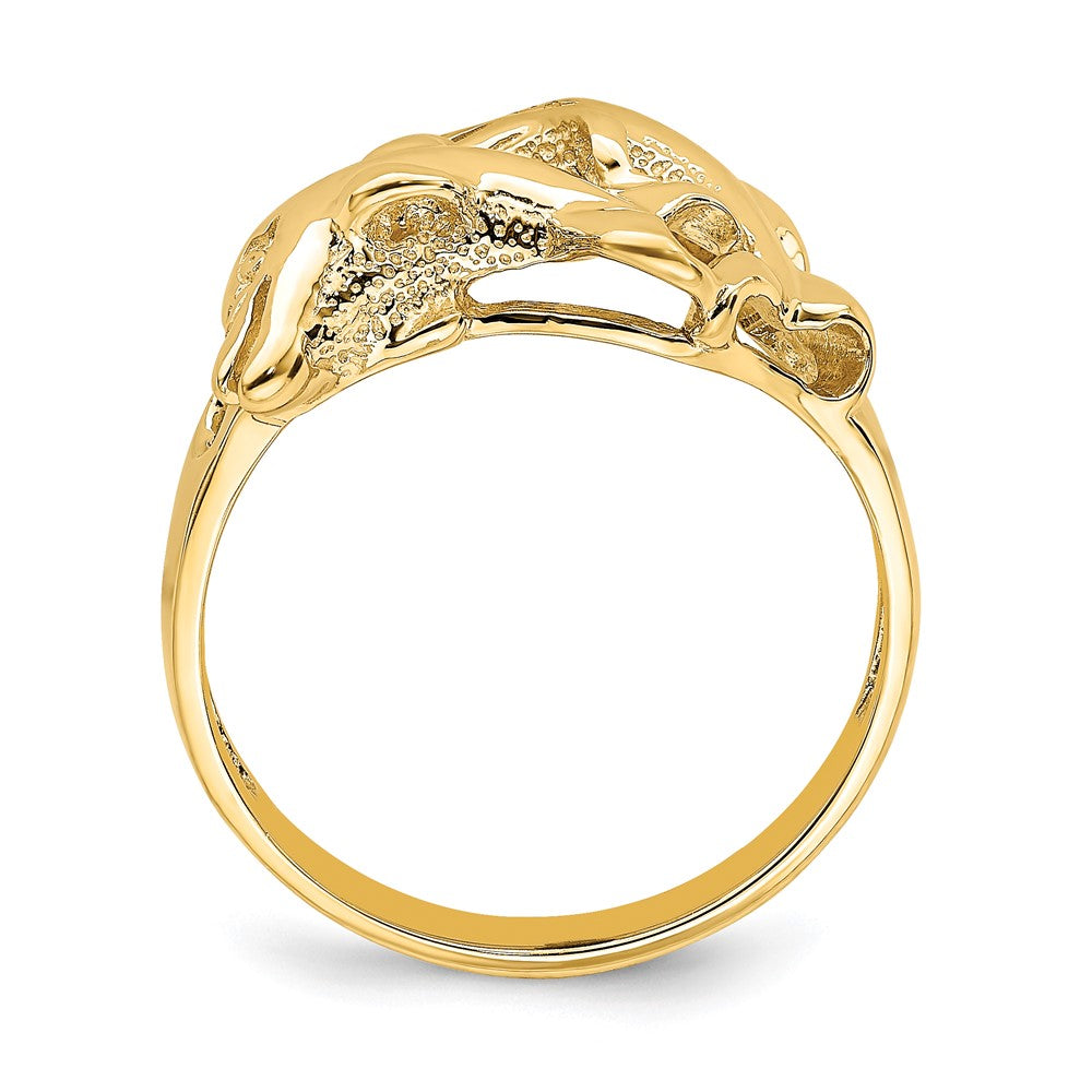 14K Gelbgold Ring „Schwimmende Delfine" poliert