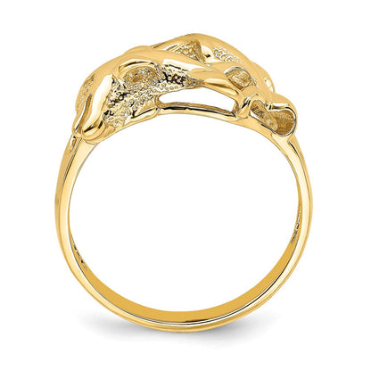 14K Gelbgold Ring „Schwimmende Delfine" poliert