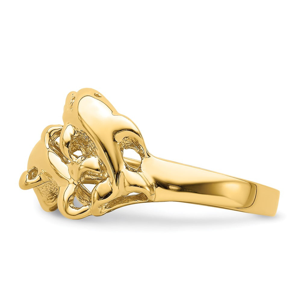 14K Gelbgold Ring „Schwimmende Delfine" poliert