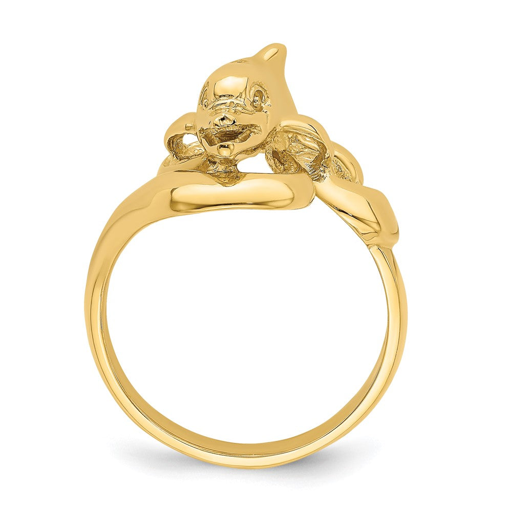 14K Gelbgold Ring mit poliertem Delfin-Wellen-Muster