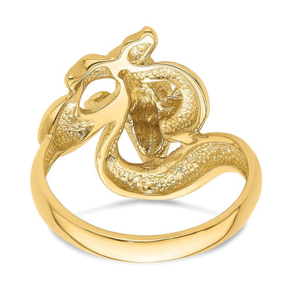 14K Gelbgold Ring mit poliertem Delfin-Wellen-Muster
