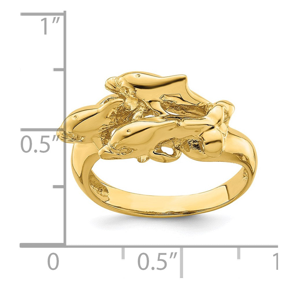 14K Gelbgold Ring mit Delfinen
