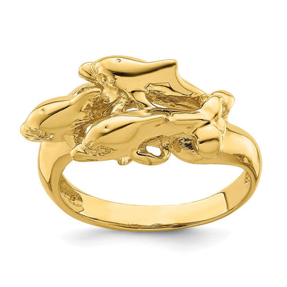 14K Gelbgold Ring mit Delfinen