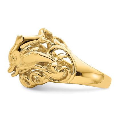 14K Gelbgold Ring mit poliertem Delfin-Wellen-Motiv