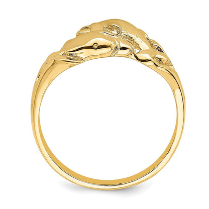 14K Gelbgold Ring mit zwei polierten schwimmenden Delfinen