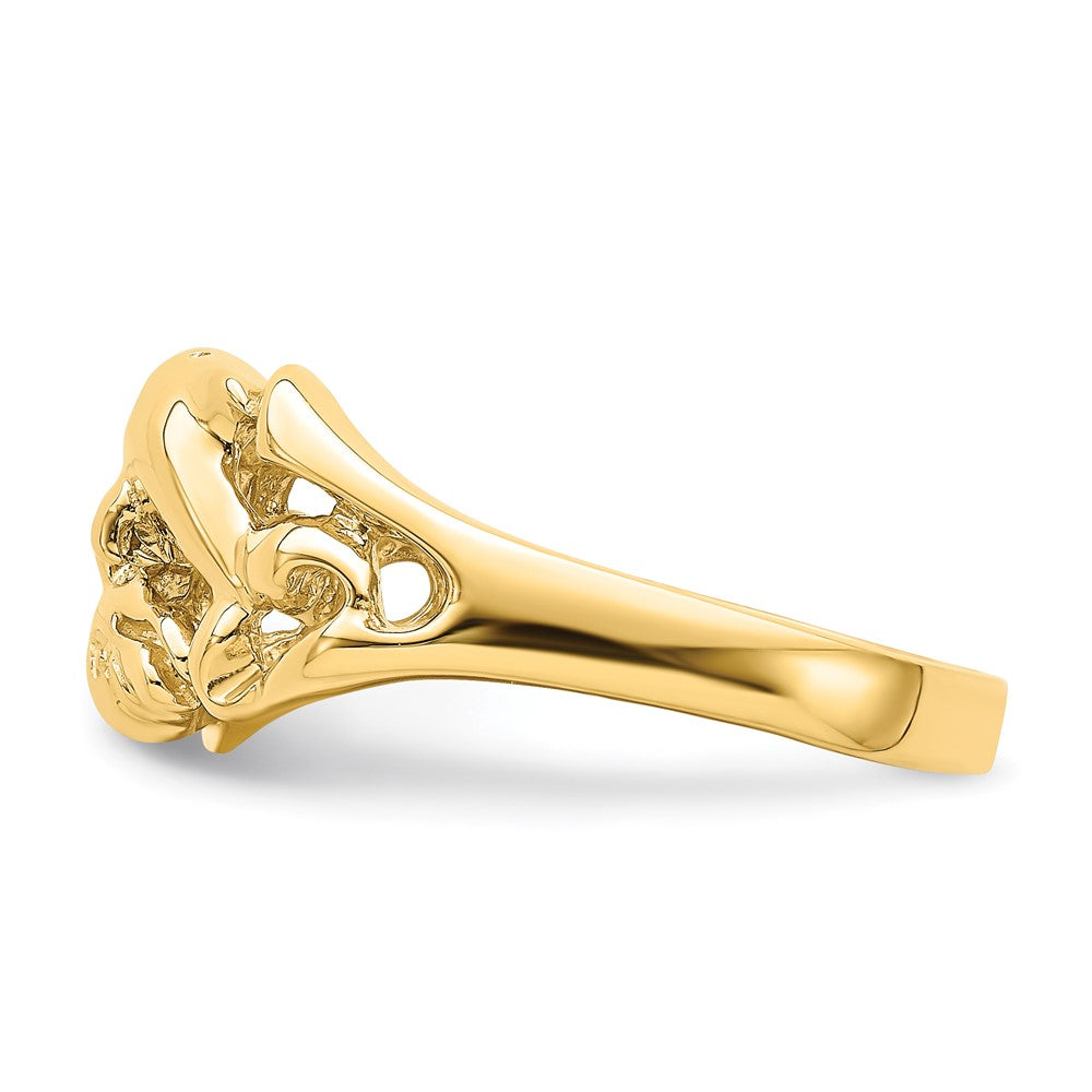 14K Gelbgold Ring mit zwei polierten schwimmenden Delfinen