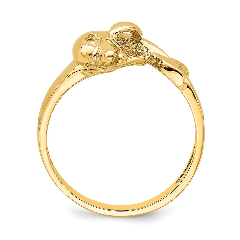 14K Gelbgold Ring mit poliertem horizontalem springendem Delfin