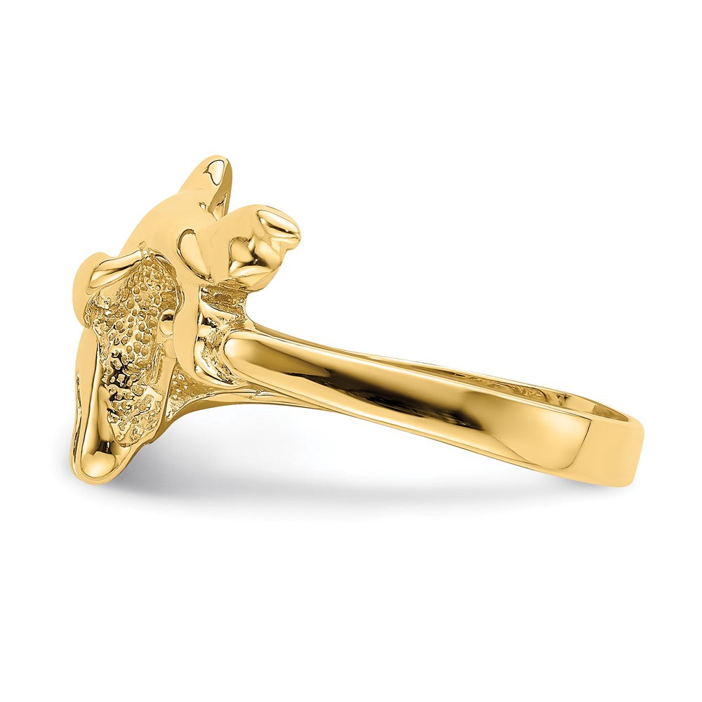 14K Gelbgold Ring mit poliertem horizontalem springendem Delfin