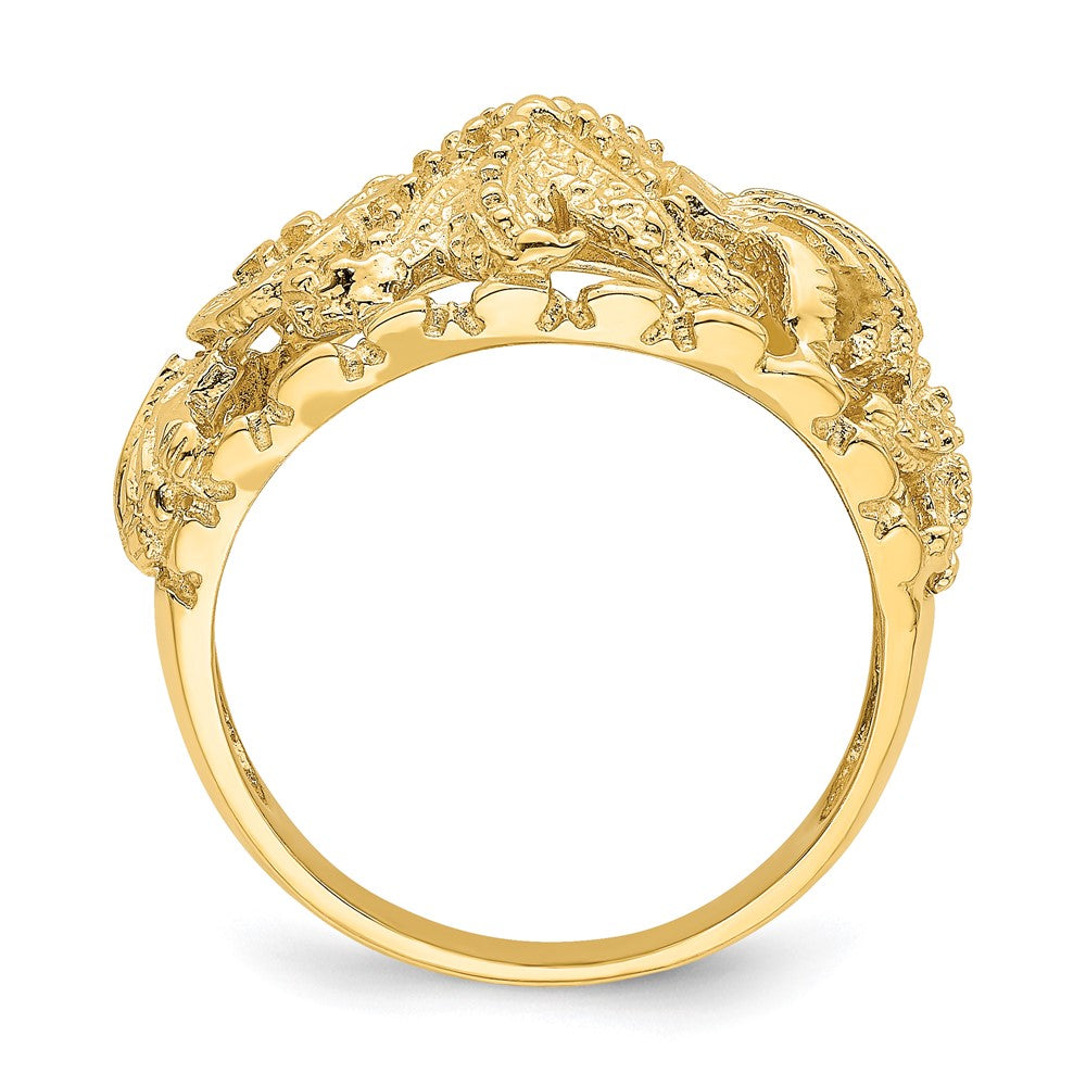 14K Gelbgold Seestern-Ring mit Muschel-Dome-Motiv (mehrfarbig)