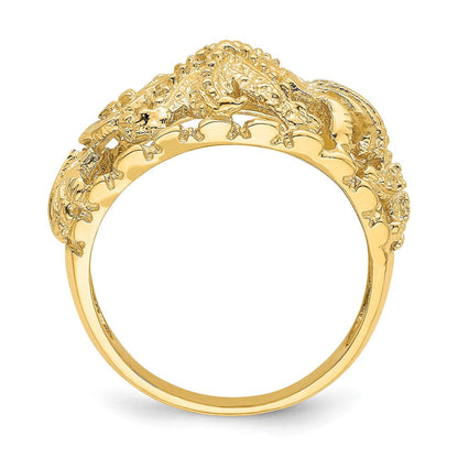 14K Gelbgold Seestern-Ring mit Muschel-Dome-Motiv (mehrfarbig)