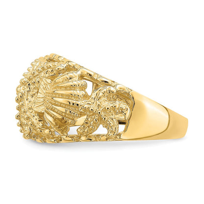 14K Gelbgold Seestern-Ring mit Muschel-Dome-Motiv (mehrfarbig)
