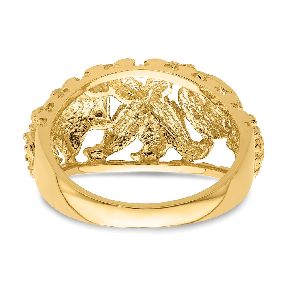 14K Gelbgold Seestern-Ring mit Muschel-Dome-Motiv (mehrfarbig)