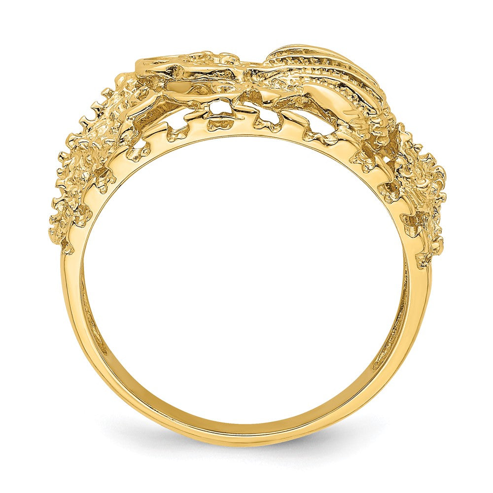14K Gelbgold Ring mit Kuppelform in Muschel-Kombination
