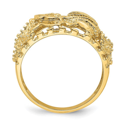 14K Gelbgold Ring mit Kuppelform in Muschel-Kombination