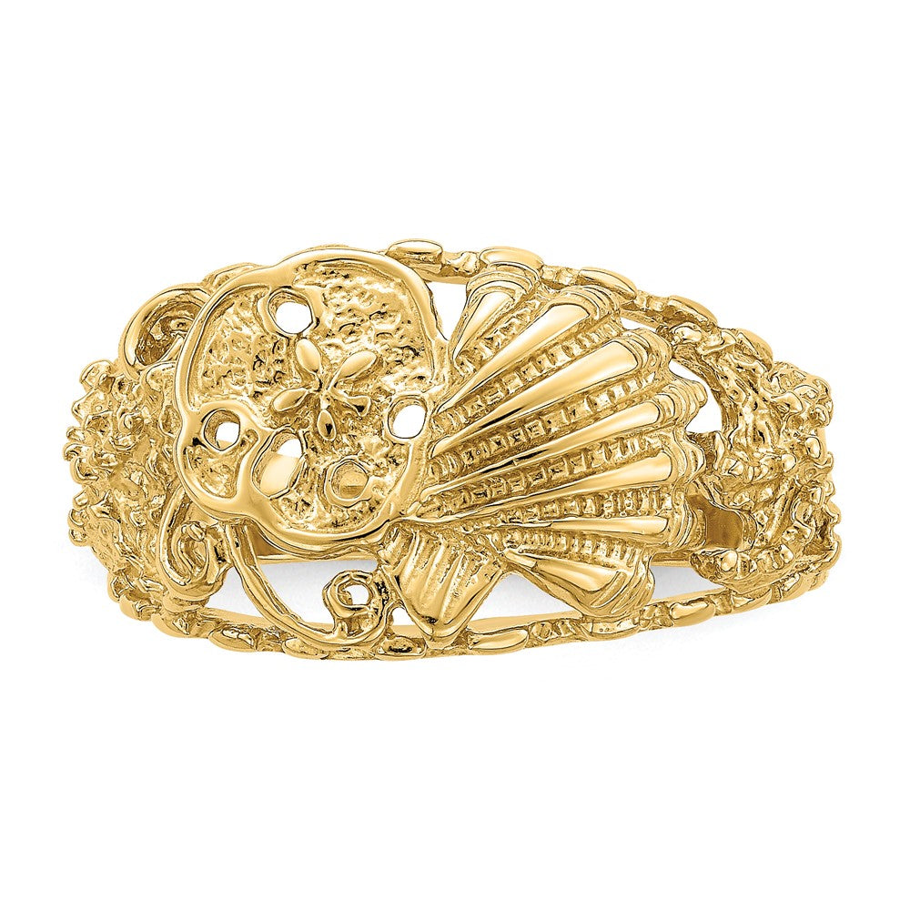 14K Gelbgold Ring mit Kuppelform in Muschel-Kombination