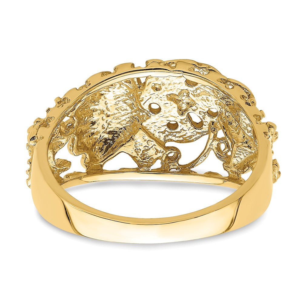 14K Gelbgold Ring mit Kuppelform in Muschel-Kombination