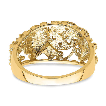 14K Gelbgold Ring mit Kuppelform in Muschel-Kombination