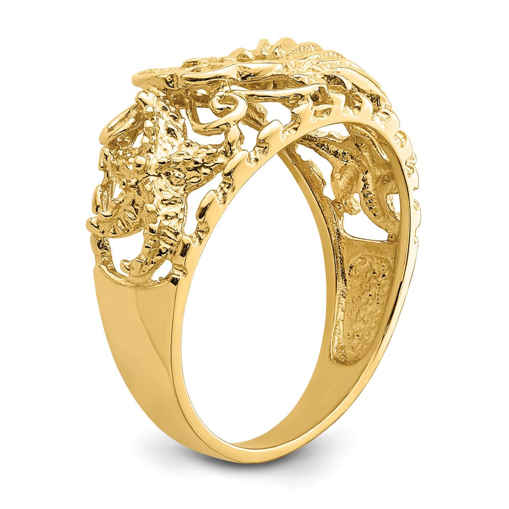 14K Gelbgold Ring mit Kuppelform in Muschel-Kombination