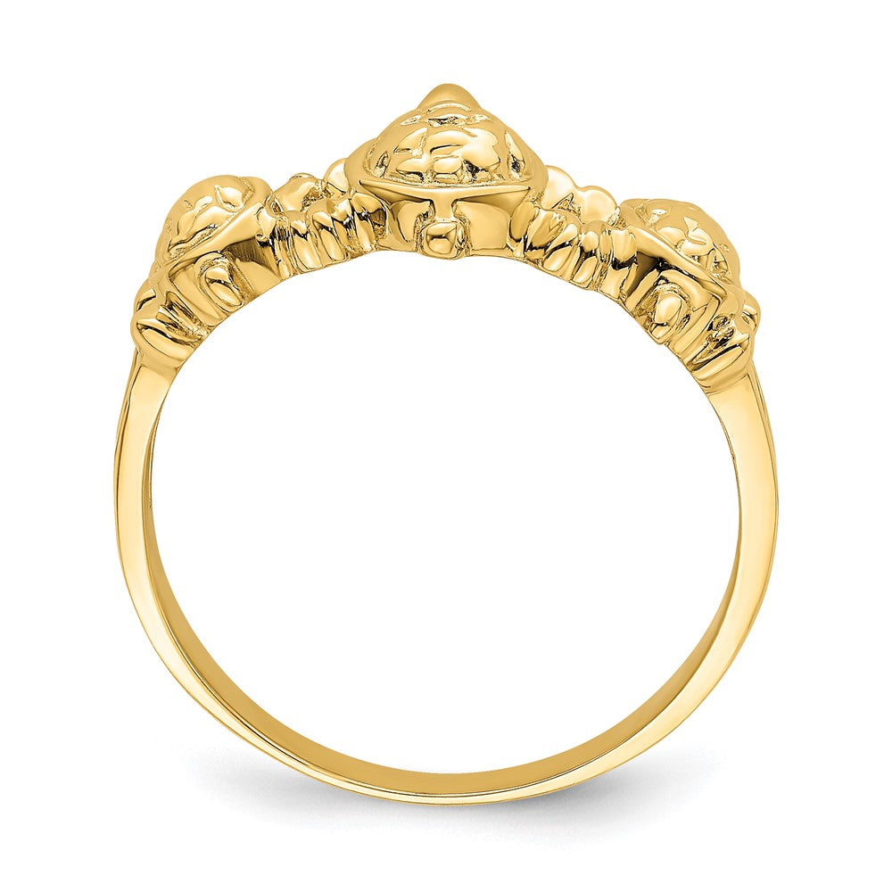 14K Gelbgold Ring mit texturierten drei Meeresschildkröten