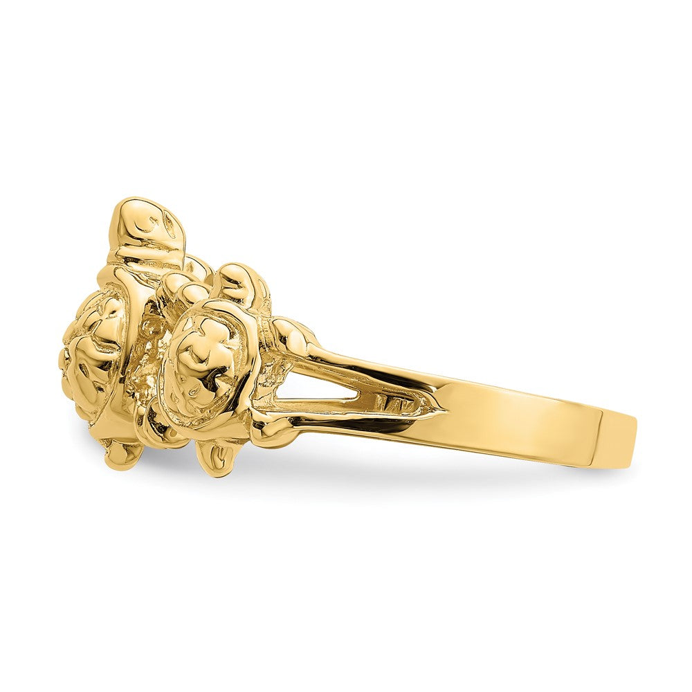 14K Gelbgold Ring mit texturierten drei Meeresschildkröten