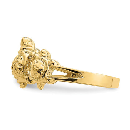 14K Gelbgold Ring mit texturierten drei Meeresschildkröten