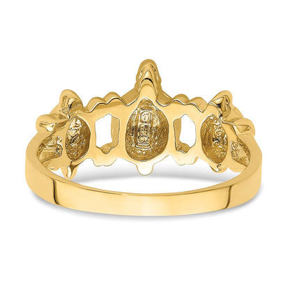 14K Gelbgold Ring mit texturierten drei Meeresschildkröten