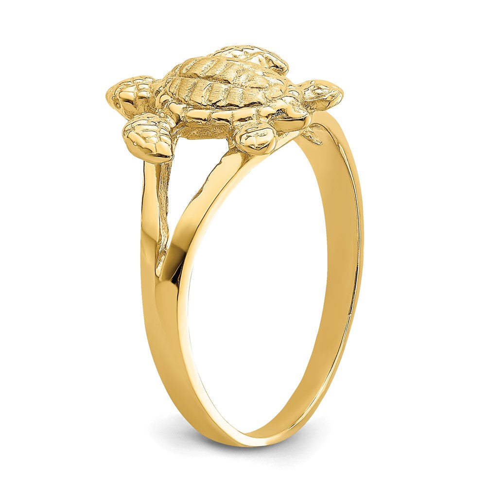 14K Gelbgold Ring mit strukturierter Meeresschildkröte