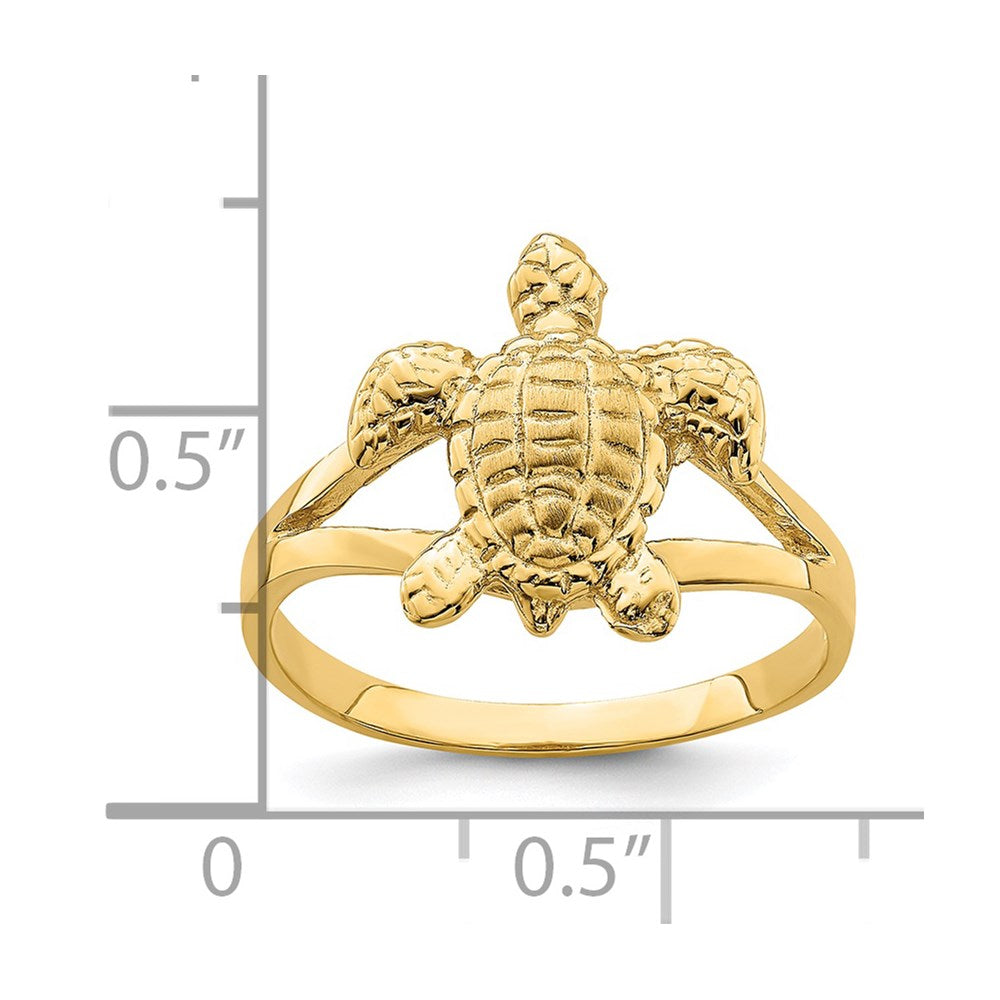 14K Gelbgold Ring mit strukturierter Meeresschildkröte