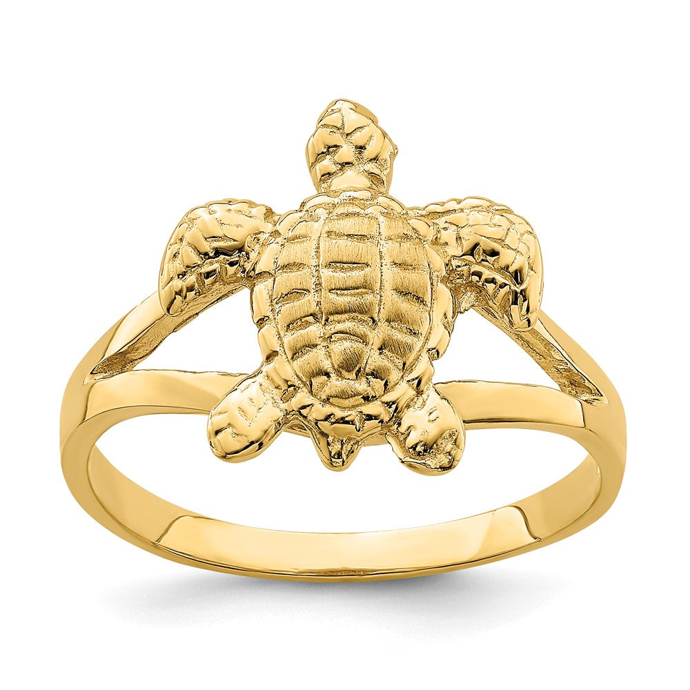 14K Gelbgold Ring mit strukturierter Meeresschildkröte