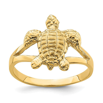 14K Gelbgold Ring mit strukturierter Meeresschildkröte