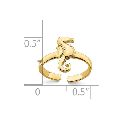 14K Gelbgold Verstellbar Seepferdchen Zehenring