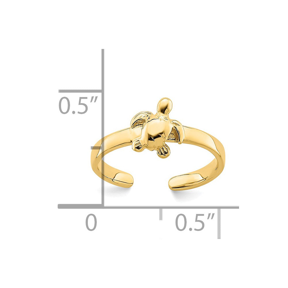 14K Gelbgold Verstellbar Meer Schildkröte Zehenring