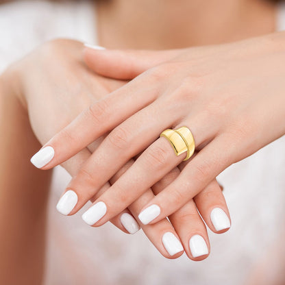 14K Gelbgold Ring mit Bypass-Design, poliert