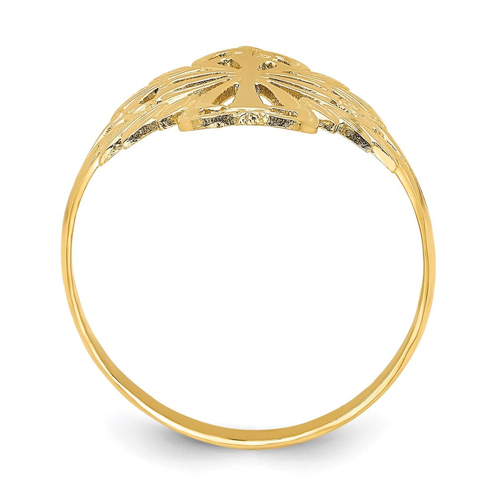 14K Gelbgold Polierter Kreuz-Ring mit Ausschnitt