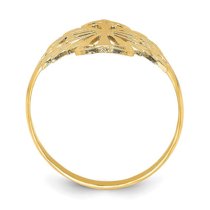 14K Gelbgold Polierter Kreuz-Ring mit Ausschnitt