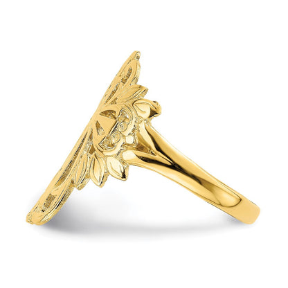 14K Gelbgold Polierter Kreuz-Ring mit Ausschnitt
