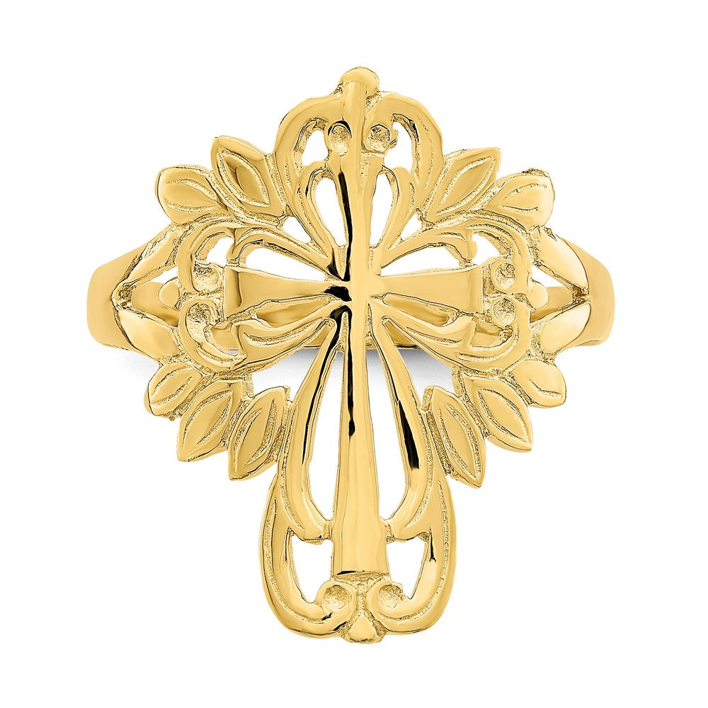 14K Gelbgold Polierter Kreuz-Ring mit Ausschnitt